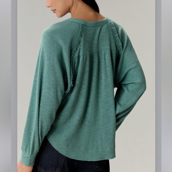 Anthropologie Pilcro Ruffled Raglan Thermal Top - Picture 2 of 7